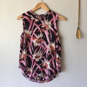 Who What Wear | Pink & Black Semi Sheer Tank